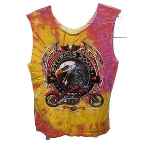 Tie Dye Sturgis South Dakota 2003 Cutoff ‎ Sleeveless T Shirt Size Large